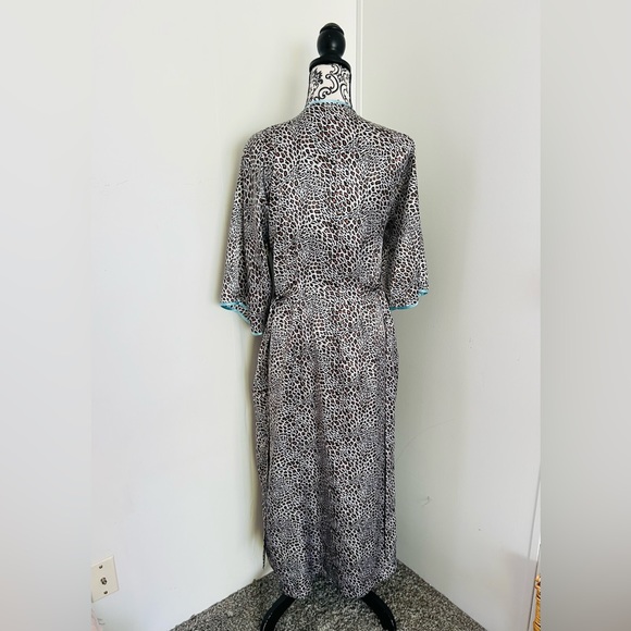 Women’s Animal Print Contrast Trim Satin Maxi Slip Dress and Robe Set Size S/M - Picture 10 of 16